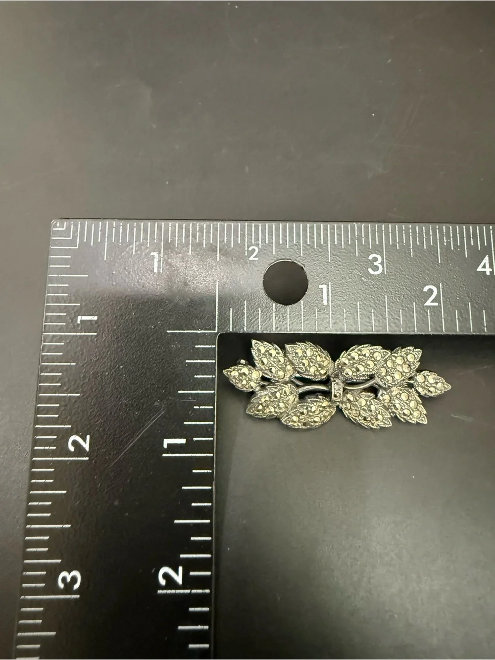 Vintage Unsigned Art Deco Marcasite Floral Leaf Brooch